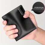 Men's Slim Pu Leather Wallet With Crocodile Pattern Ruffled Detail Simple Style Black - Ideal For Father's Day Birthday New Year