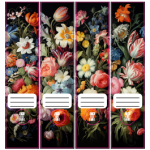 File Spine Stickers Dark Floral