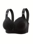Contrast Lace Wireless Bra Comfy & Breathable Push Up Bra Women's Lingerie & Underwear
