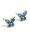 Goldair Gold Blue Diamante Butterfly Stud Earrings