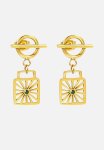 Starburst Stud And Drop Design Earring - Gold