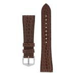 Regent Genuine Alligator Leather Watch Strap In Brown - 18MM Silver