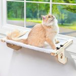 Amosijoy Cat Sill Window Perch Sturdy Cat Hammock Window Seat With Wood & Metal Frame For Large Cats Easy To Adjust Cat Bed For
