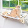 Amosijoy Cat Sill Window Perch Sturdy Cat Hammock Window Seat With Wood & Metal Frame For Large Cats Easy To Adjust Cat Bed For Windowsill Bedside