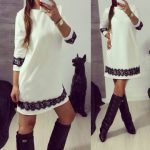 White Lace Trim Cocktail Dress XL