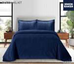 Simon Baker Dutch Velvet Bedspread - Navy Various Sizes - Queen - 250CM X 270CM Bedspread + 2 Pillowcases 50CM X 70CM + 5CM