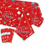 Mindsoft 3 Pcs Thank You Nurses Week Tablecloth 2026 Nurse Graduation Party Decorations 54 X 108 Inch Plastic Nurse Appreciation