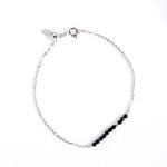 Silver & Black Agate Gemstone Bracelet - Black Agate