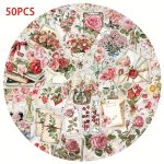 Gutbd 50PCS Cute Cartoon Floral & Letter Series Stickers - Waterproof Pet Matte Finish For Diy Decorating Laptops Skateboards Gu