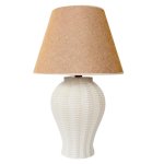 Ceramic Weave Table Lamp With Beige Shade