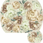 Tear Resistant Placemat & Coaster Beige Blooms
