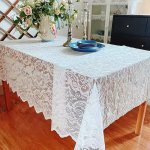 1PC White Polyester Lace Tablecloth Rectangular French Romantic Style Home Decor Elegant Floral Design For Dining & Coffee Table