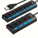 4 In 1 USB Hub 7 In 1 USB 2.0 Hubs USB Connectivity With 4-PORT/7-PORT USB 2.0 Hub LED Power Indicator Docking Station Compatibl