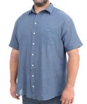 Mens Short Sleeve Mock Linen Shirt - 8XL Navy