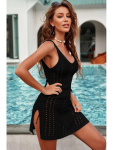 Hollow Out Crochet Cover Up - Black - Small