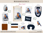 Cot Duvet Bedding Watercolour Blue Bird Set