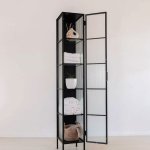 Narrow Reeded Glass Display Cabinet