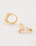 Goldair Gold Plated Pearlised Flower Hoop Earrings