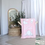 Fleece Blanket Long Eared White Bunny Patchwork