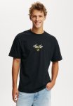 Cotton On Box Fit Text T-Shirt - Black new Age Green