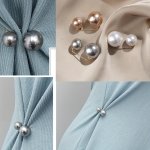 1 3PCS Faux Pearls Brooches Dress Skirt Waist Tightening Brooch Pin Pants Anti-exhaust Button Brooch Accessories