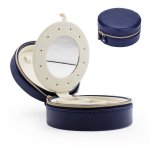 Rounded Pu Leather Jewellery Display Organiser - Navy Blue