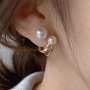 Tiny Double Imitation Pearl Design Stud Earrings Alloy Jewelry Vintage Elegant Style Trendy Female Dating Earrings