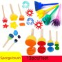 13PCS/SET Painting Sponge Seal Brushes Rollers Sponge Sticks Rubbing Graffiti Paint Tools Art Supplies Sponge Seal Painting Diy Creative Graffiti Painting Tools Circular Sponge