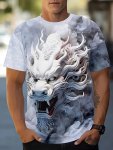 Men's Dragon Graphic Print T-Shirt Short Sleeve Crew Neck Tee Men's Clothing For Outdoor