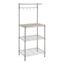 Chrome-coated Steel Kitchen Storage Rack With Shelves And Hooks