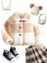 Girls Stylish Coat Fleece Plaid Pattern Jacket For Spring Fall