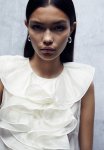 Flounce-trimmed Top - White