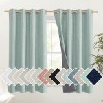 Nicetown 100% Absolutely Blackout Linen Curtains With Thermal Insulated Grey Liner Seafoam Green 52 Inches Wide 48 Inches Length