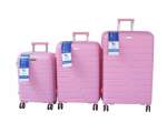 Smte Unbreakable Travel Luggage 3 Piece Suitcases Spinner Light Pink With Keychain