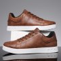 Men's PU Leather Lace-up Skateboard Shoes Trendy Comfortable Lightweight Non-slip Outdoor Shoes Walking Jogging Sneakers