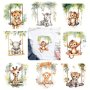 1/2pcs Cartoon Animal Tiger Lion Deer Monkey Horse Iron On Heat Transfers Vinyl Stickers On T-shirt DIY Patches Applique