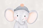 Elephant In A Beanie Canvas Print - 600MM X 600MM
