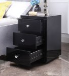 Diamond Mirror 3 Drawer Pedestal – Top Black- Set Of 2