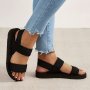 Women's Summer Flat Sandals Lightweight Open Toe Elastic Strap Slip On Shoes Comfy Casual Beach Sandals