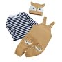 Beige Fox Romper With Matching Hat And Striped Top 18-24M