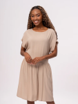 Beige Drop Waist Dress - XXL Brown