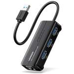UGreen USB Type-a Male To Ethernet Adapter With 3-PORT USB Hub Black