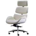 High-end Executive Leather Office Chair With Power Tilt - White