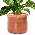 Phoenix Vine 8 Inch Self Watering Planter Pots Design White Terracotta Pots For Plants Indoor Cylinder Terra Cotta Pots With Gla