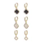 Goldair Gold Clover Mixed Colour 3-PACK Earrings