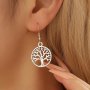 Hollow Tree Of Life Pattern Round Dangle Earrings Retro Boho Style Zinc Alloy Jewelry Delicate Female Gift
