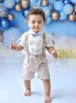 Gentleman Suit White Shirt Bowtie Chino Shorts And Suspenders