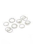 Silver Signet Ribbed & Twist Rings 10-PACK - M l