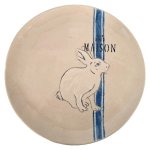 Ceramic Rabbit Platter With Blue Stripe Round 33CM