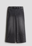 Wide Denim-look Trousers - Dark Grey